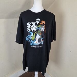 SXSW 2010 Festival T-Shirt Austin Texas American Apparel XL Black Graphic Tee